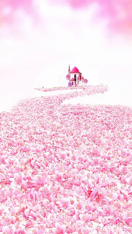 粉色花城堡背景图