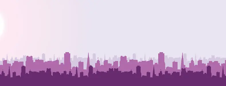 紫色浪漫城市剪影背景