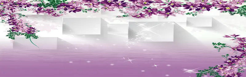 紫色花藤艺术背景海报