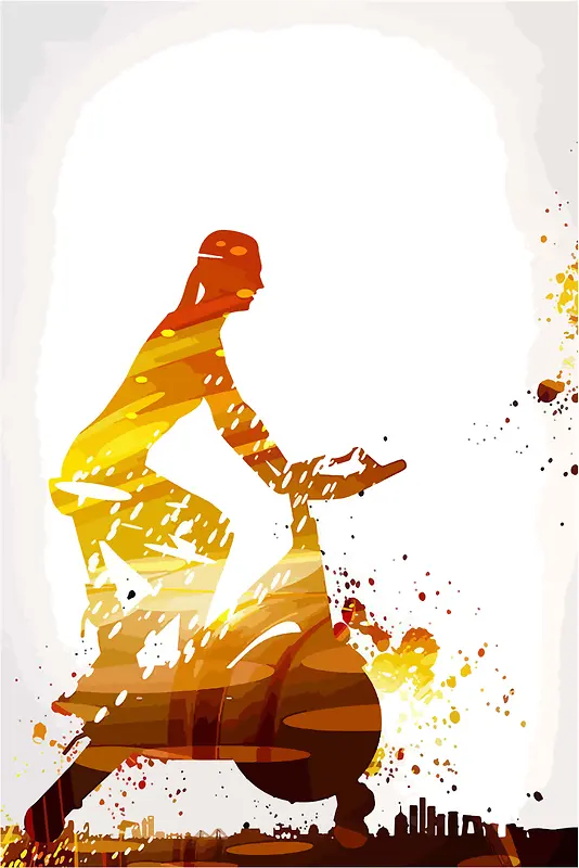 简约时尚炫酷体育运动健身剪影海报背景