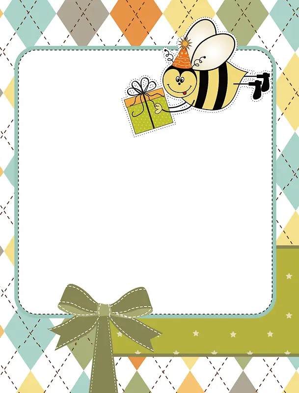 矢量卡通小蜜蜂送礼物背景素材