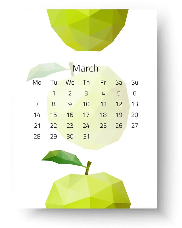 日历2017年3月挂历日期时间水果