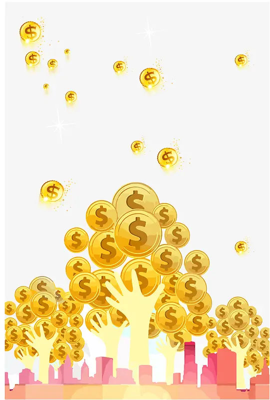 理财金融黄色大气简约金币设计海报背景图