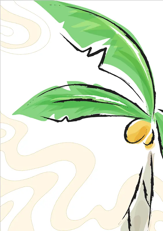 手绘卡通清凉夏日椰子树海报背景素材