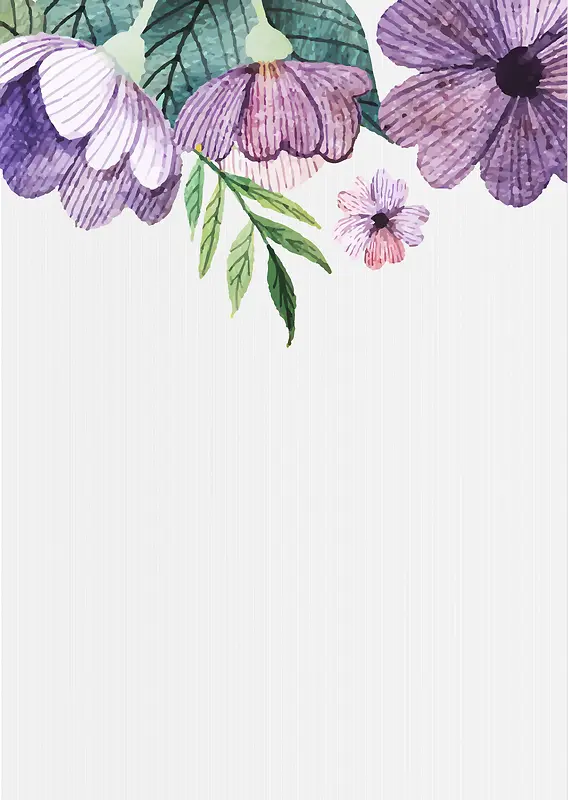 水彩纹理紫色花卉海报背景素材
