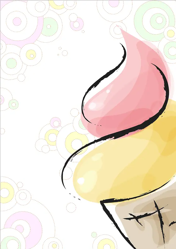手绘卡通清凉夏日冰淇淋海报背景素材