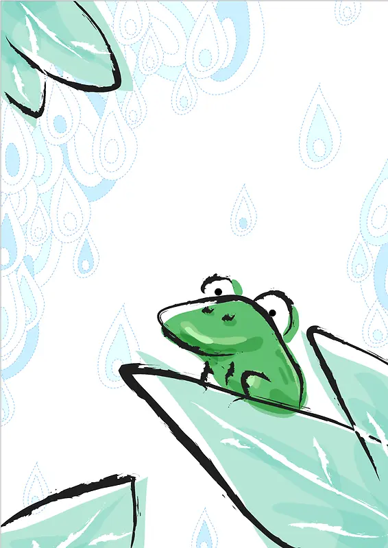 手绘卡通清凉夏日青蛙海报背景素材