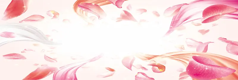 花瓣围绕少女心化妆品背景图