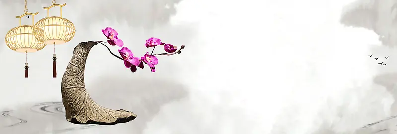 水墨色禅意新中式家居灯饰banner