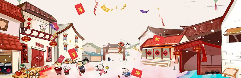 红色年货海报banner背景