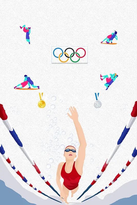 手绘简约奥林匹克展板海报背景素材