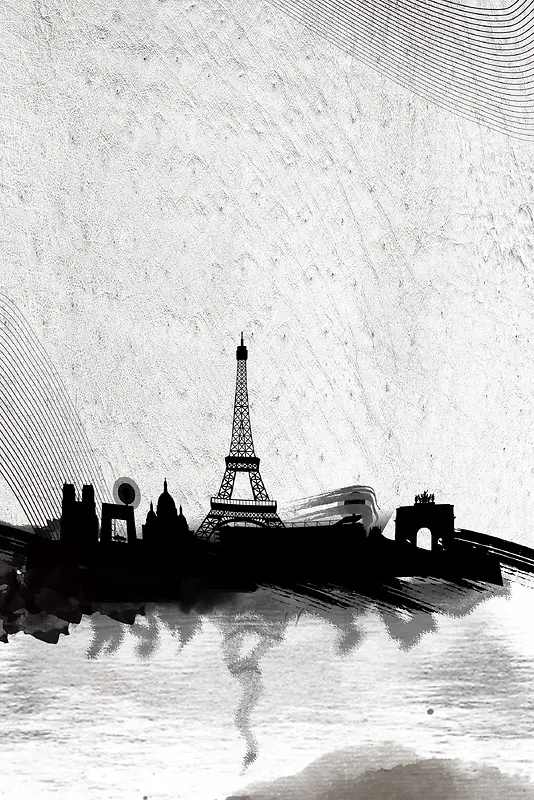 法国巴黎旅行海报背景素材
