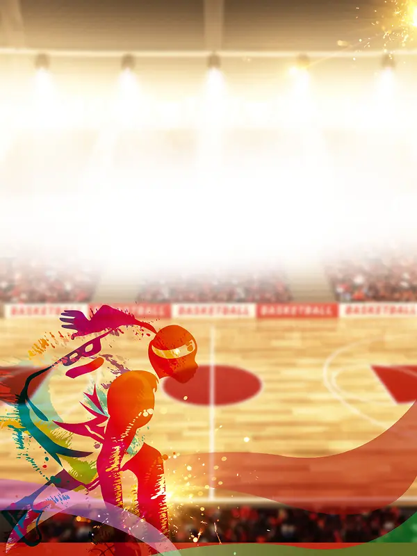 酷炫篮球场篮球运动竞技海报背景素材