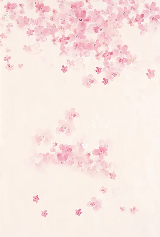 水彩粉色花朵米黄色印刷背景