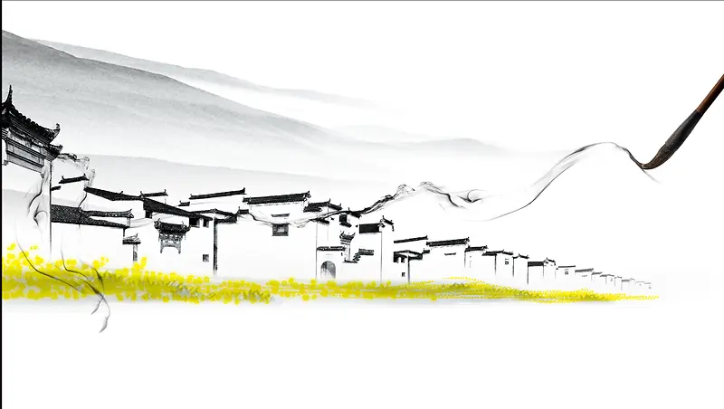 中国风徽派建筑背景模板