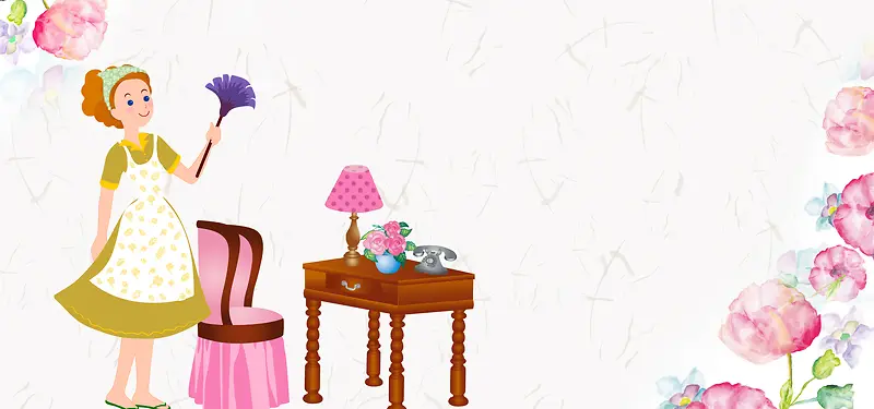 家政卡通灰色海报背景banner