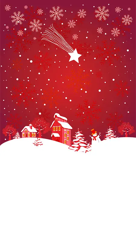 圣诞节雪夜红色H5背景