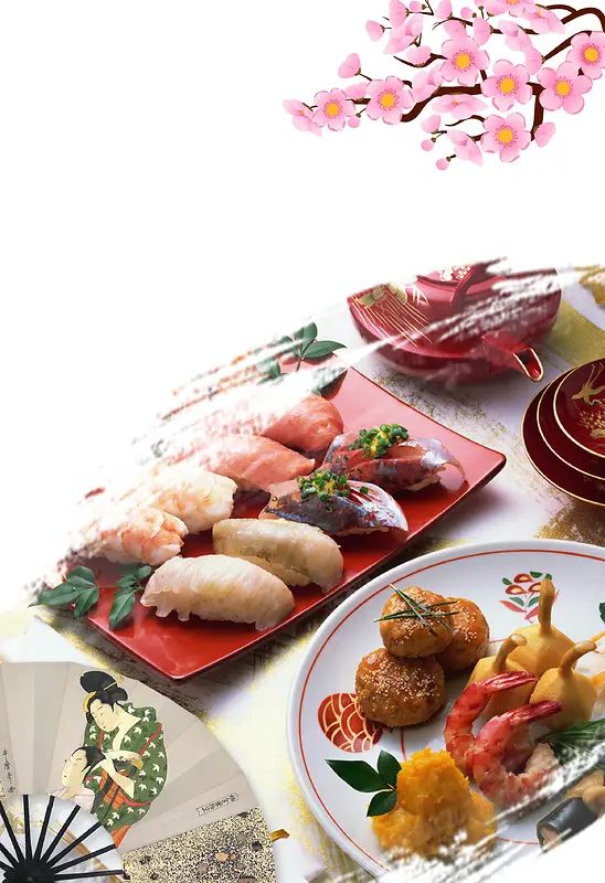日本料理美食海报背景模板
