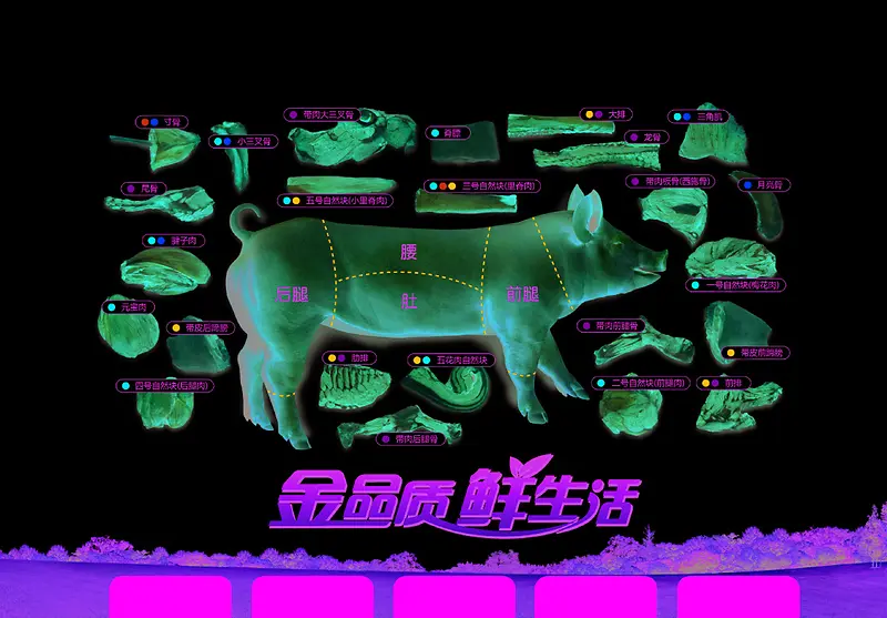 猪肉结构鲜肉海报背景素材
