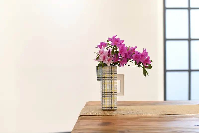 家居木桌盆栽花朵清新背景素材