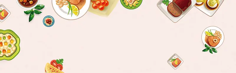手绘食物背景banner装饰