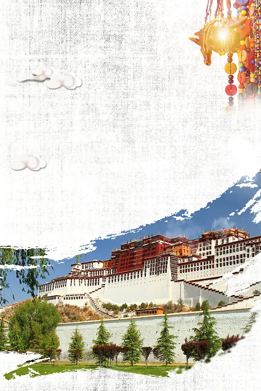 旧纸效果西藏旅游宣传海报背景素材