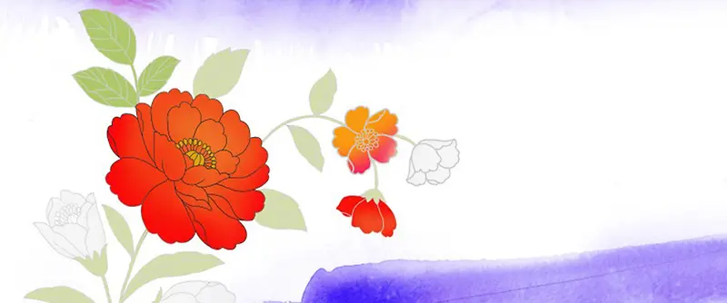红色花朵手绘背景图