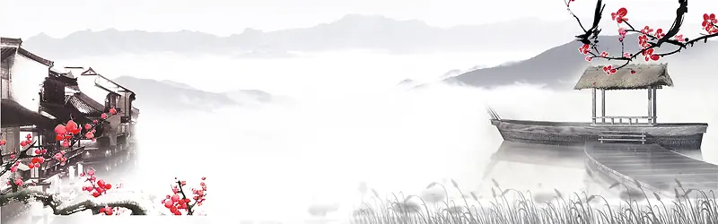 中国风水墨电商海报背景