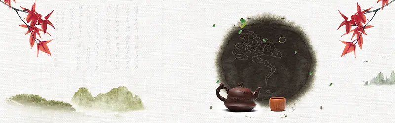 中国风茶叶茶具促销banner