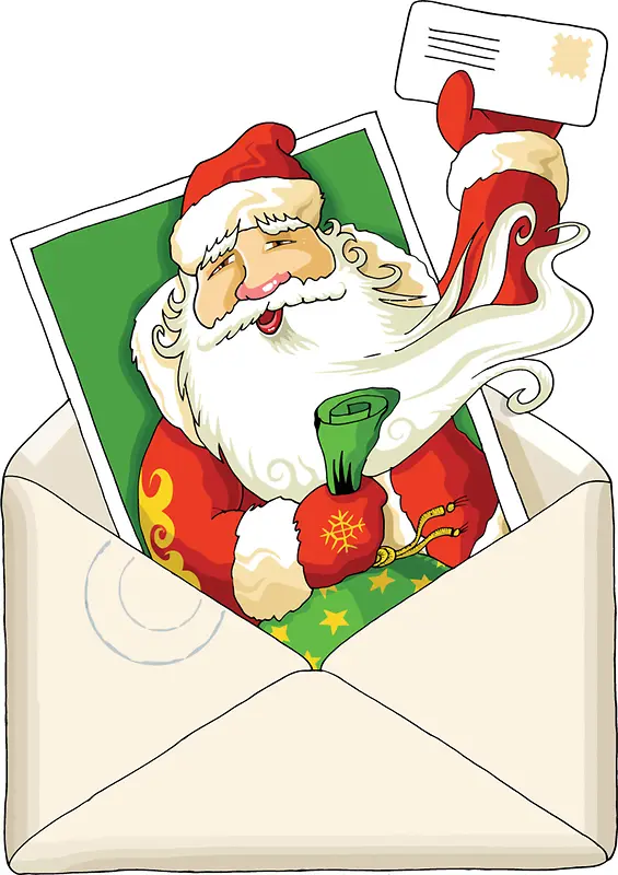 创意信封里的圣诞老人背景素材