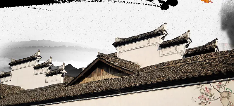 中国风中国画古建筑生活