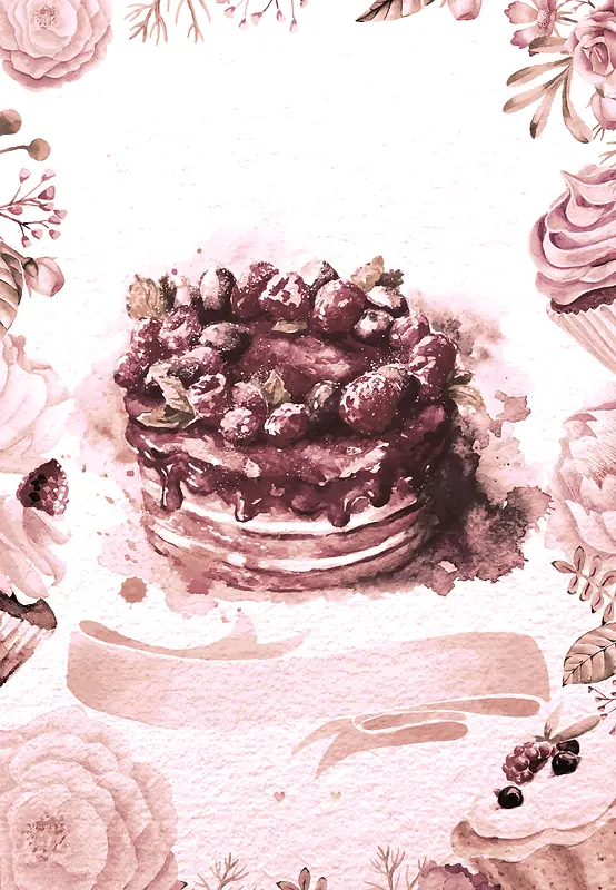 美食巧克力蛋糕海报背景