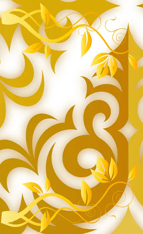 金色欧式复古植物花纹封面背景