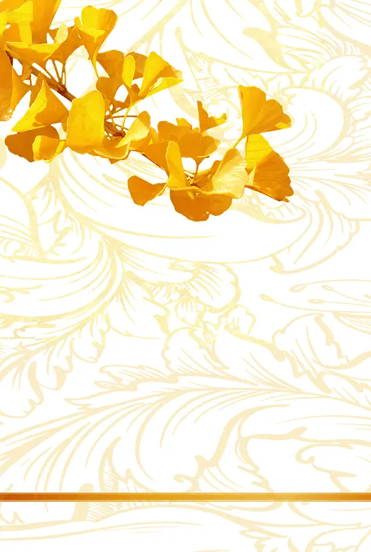金色花纹银杏海报背景