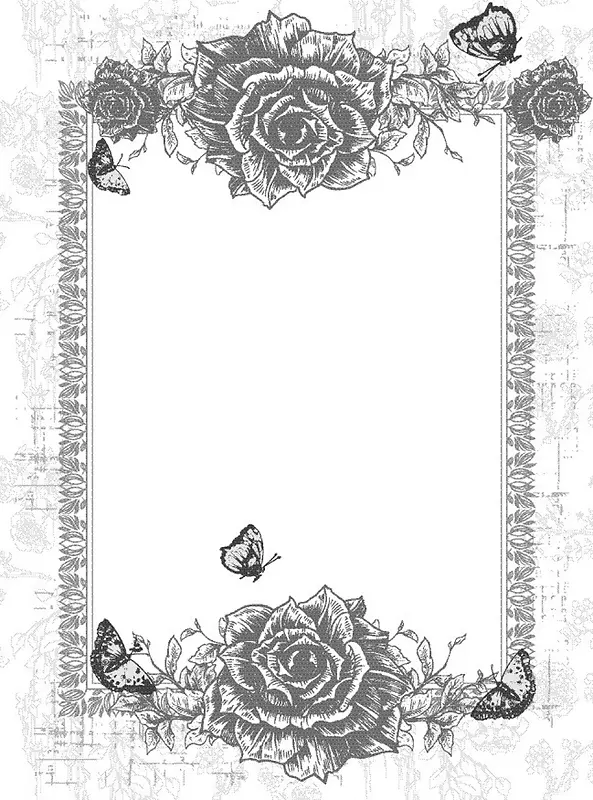 手绘线描蝴蝶花朵海报背景素材