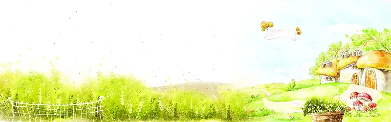 可爱卡通手绘banner