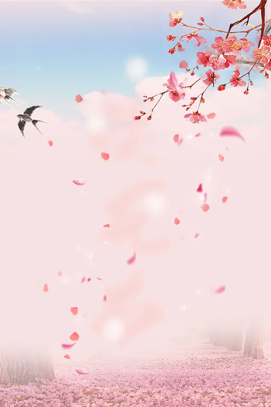 粉色唯美春季上新桃花春天背景