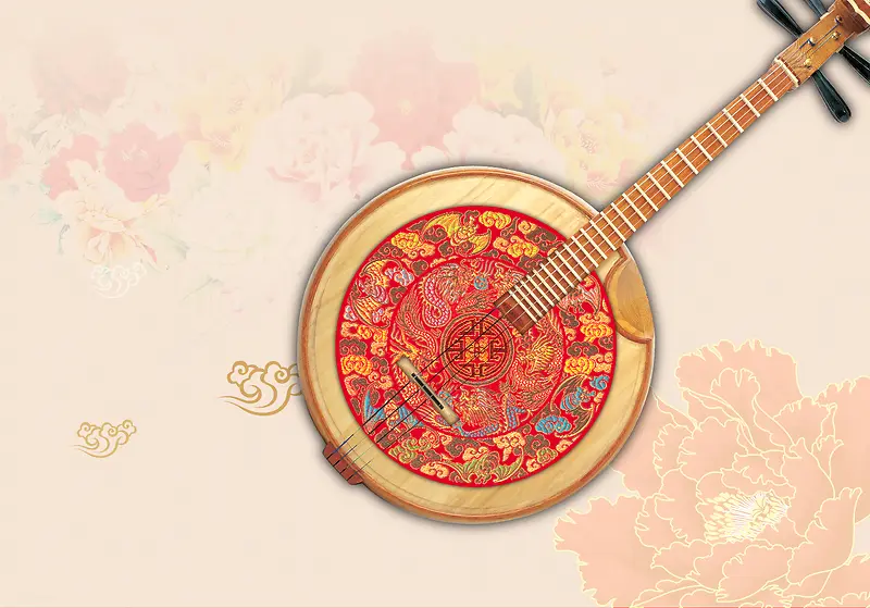 中国风传统圆形琵琶背景素材