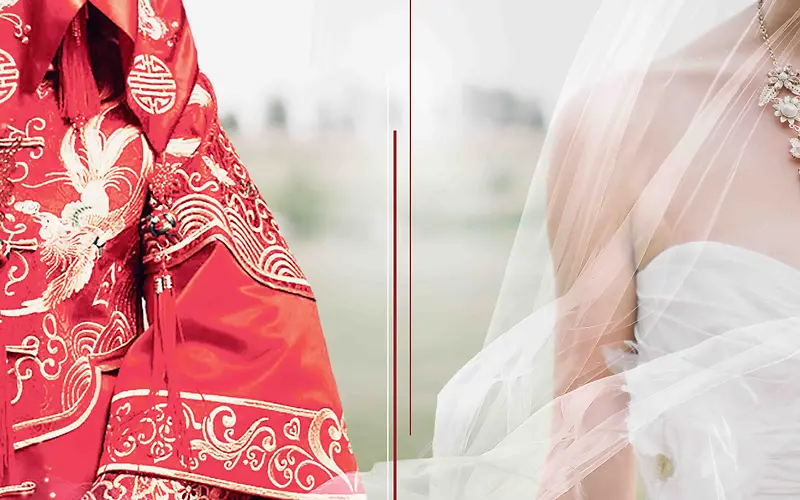 中式婚纱摄影影楼结婚照摄影写真海报背景模