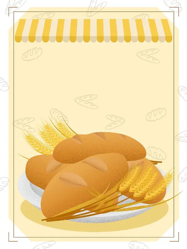 黄色创意手绘面包甜食美食海报背景素材