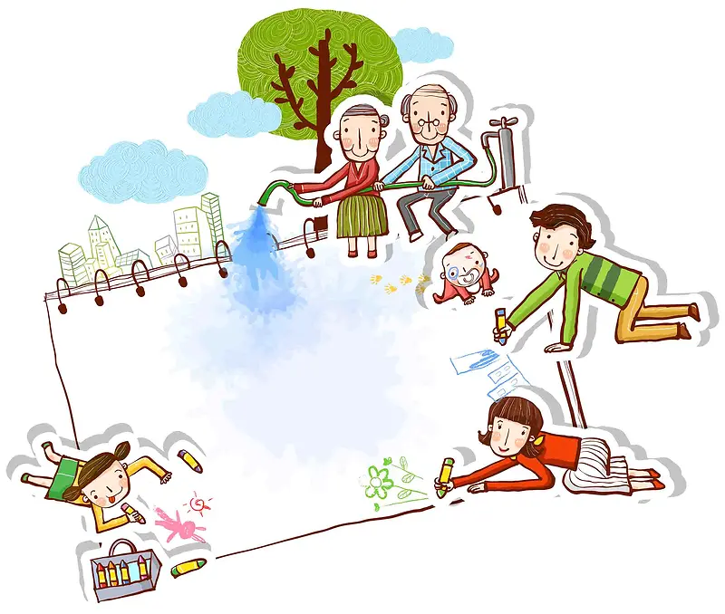 韩式清新幸福家庭一家人团聚日记本海报背景