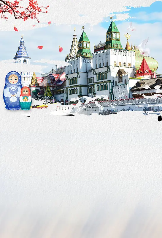简洁异国风情俄罗斯旅游背景模板