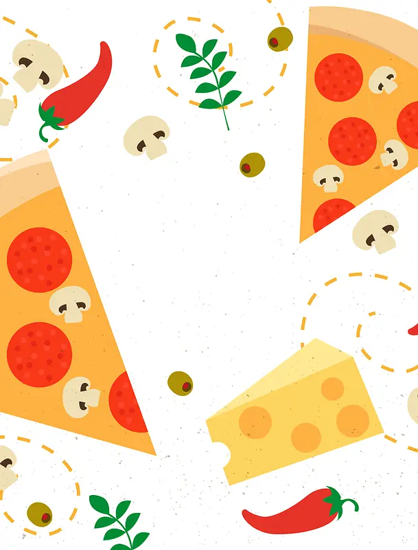 卡通手绘切片披萨美食西餐海报背景素材