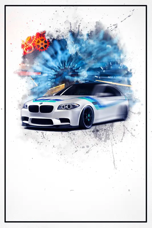 时尚炫酷赛车比赛海报背景