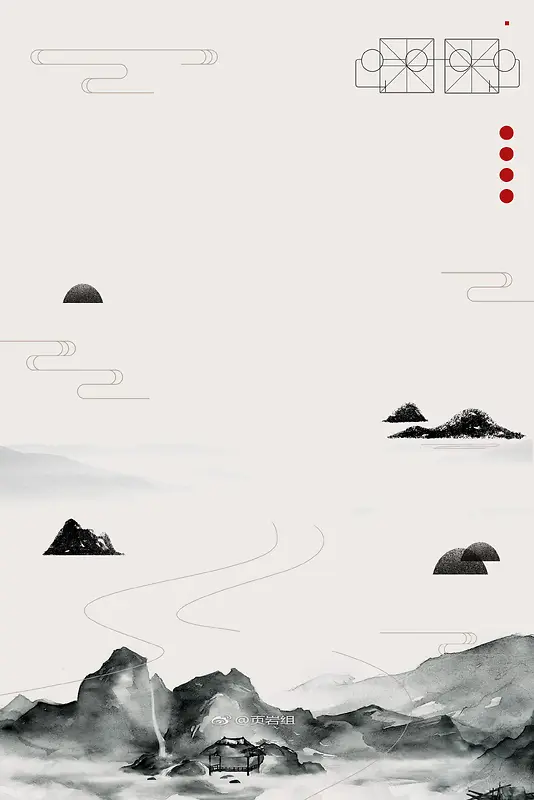 水墨风江山如画背景素材