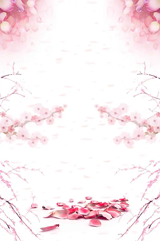 唯美粉色浪漫桃花节海报设计模板