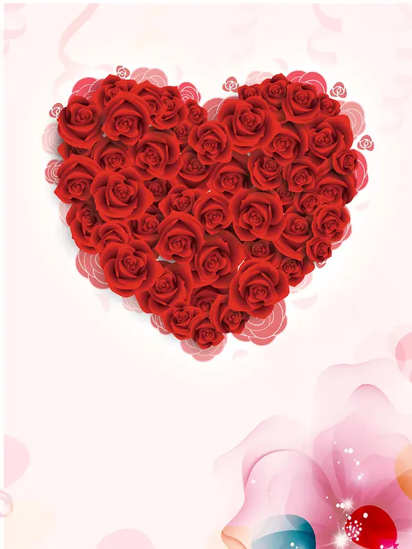 浪漫玫瑰爱心妇女节海报背景模板