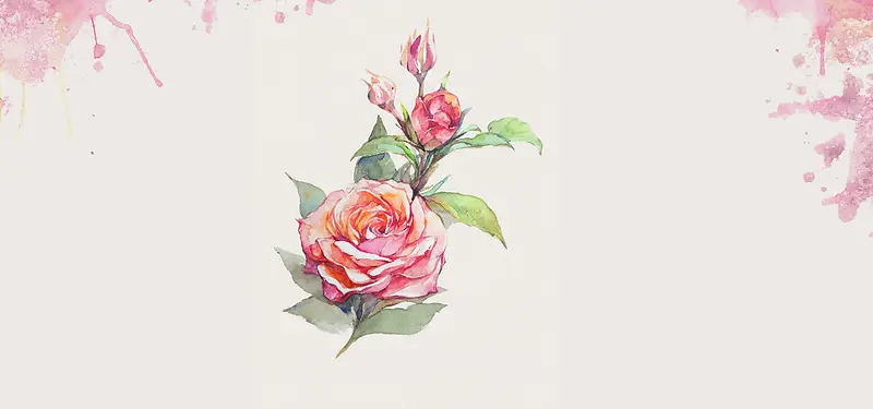 手绘玫瑰花喷墨背景