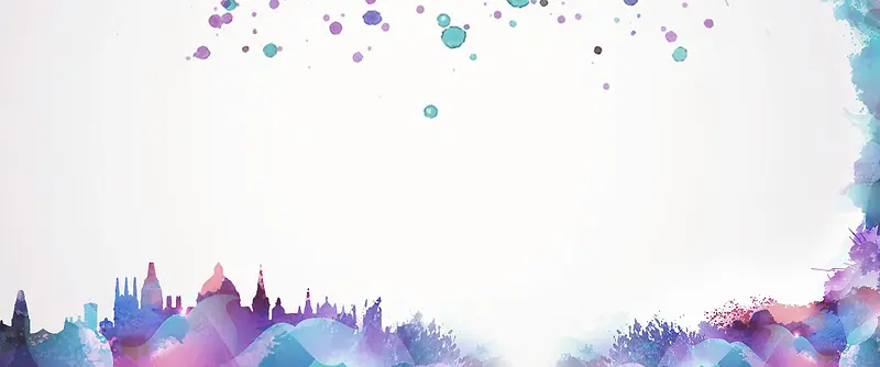 紫蓝色水彩banner背景