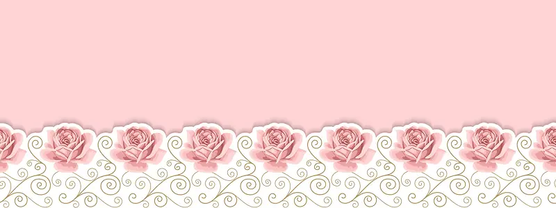 粉色卡通玫瑰花纹立体层叠背景
